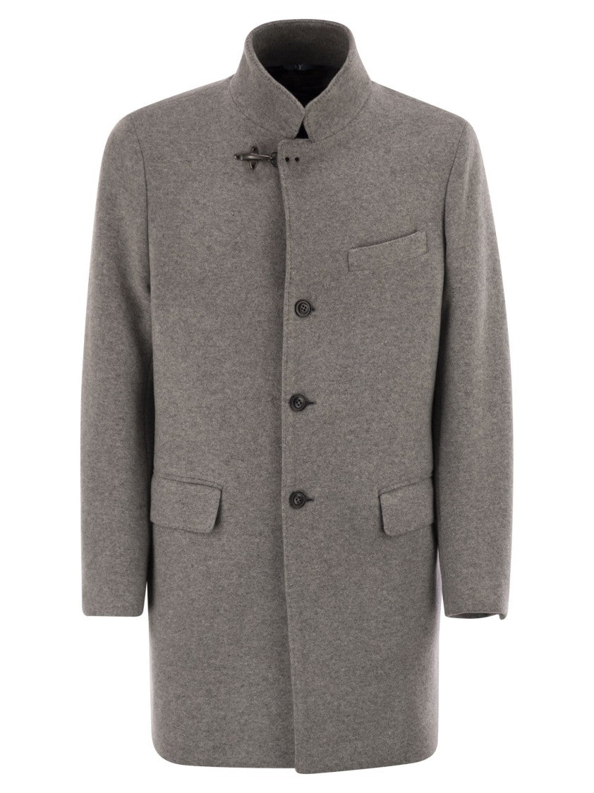 Fay Tailored Grey Wool Blend Coat