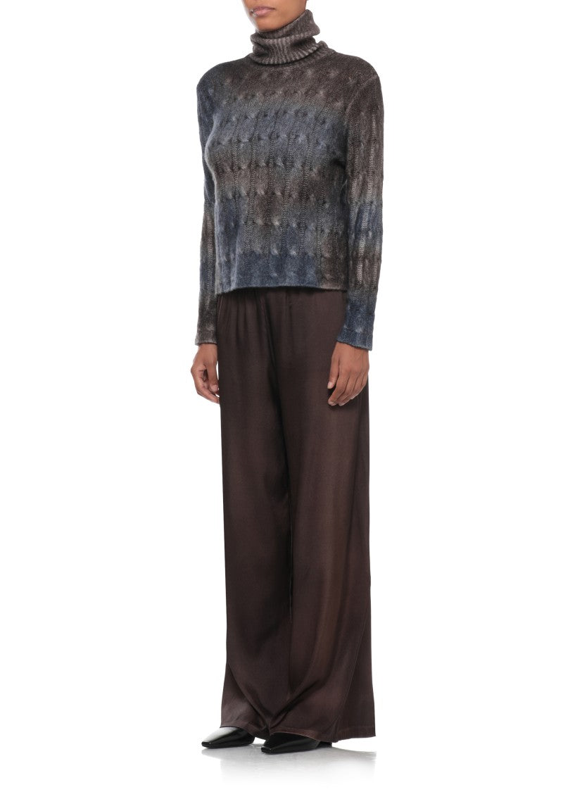 Avant Toi Brown Blue Woven High-Neck Sweater