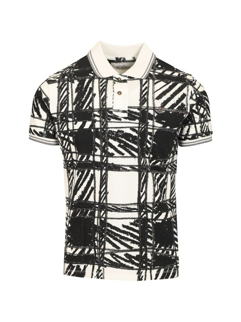 Vivienne Westwood Abstract Grid Pattern Cotton Polo Shirt