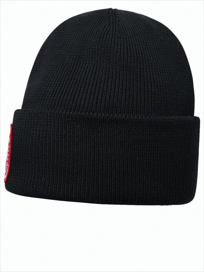 Canada Goose Ribbed Knit Beanie With Embroidered Logo Patch