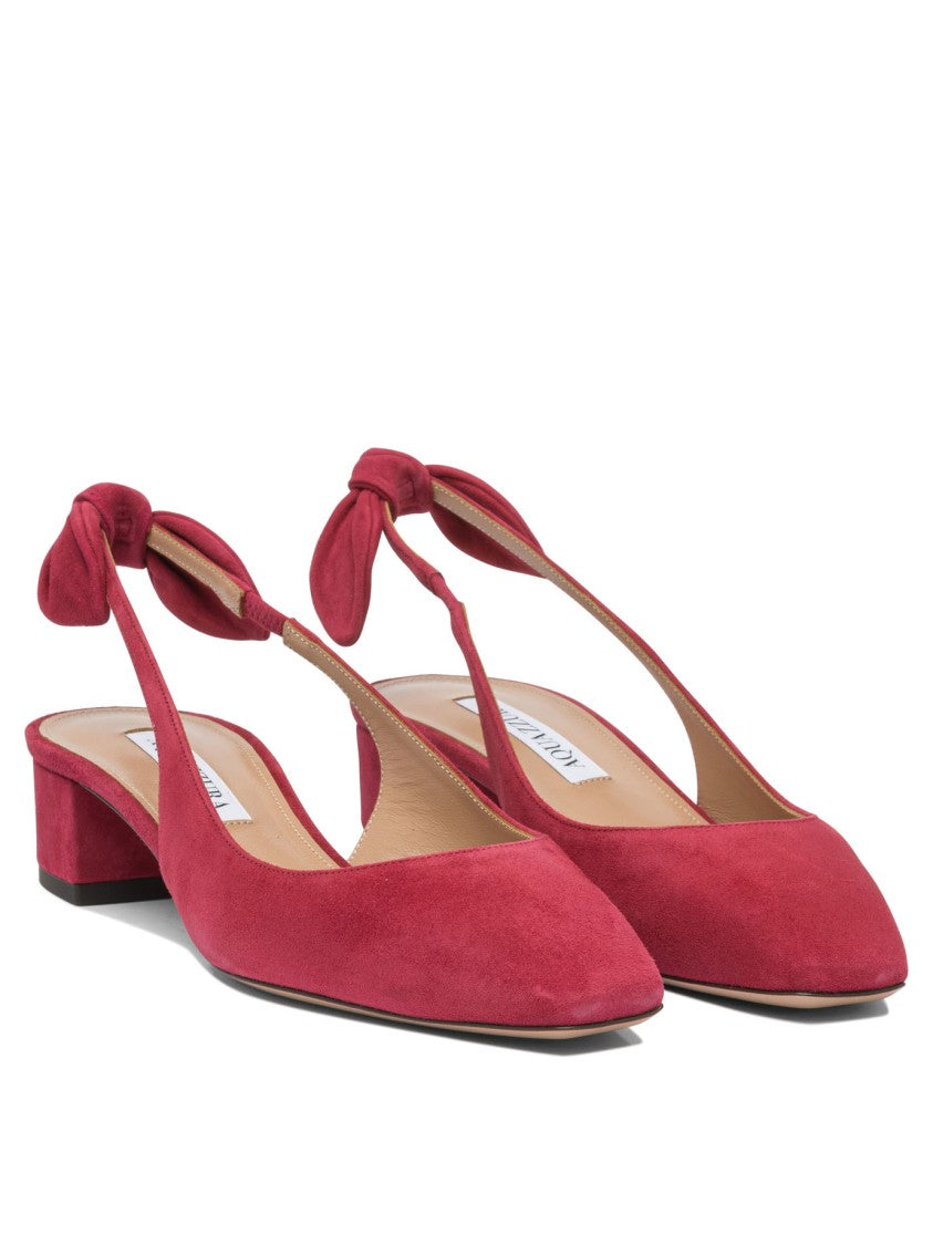Aquazzura Red Suede Heeled Pumps