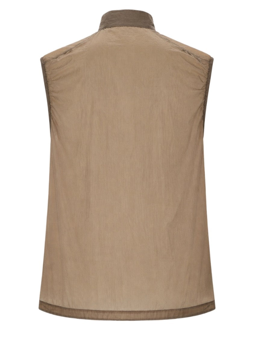 Satisfy Beige Sleeveless High-Collar Nylon Jacket