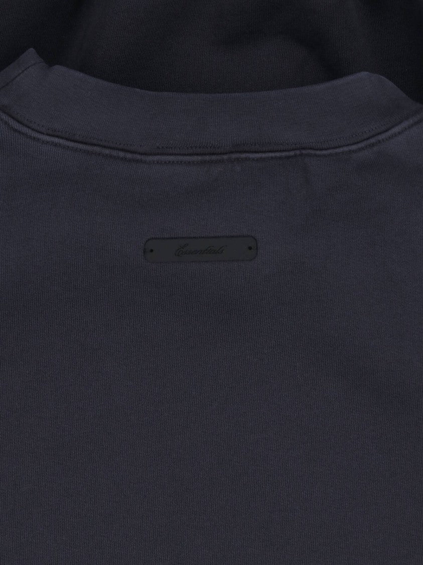 Fear Of God Essentials Black Relaxed Curved Logo Graphic Sweatshirt