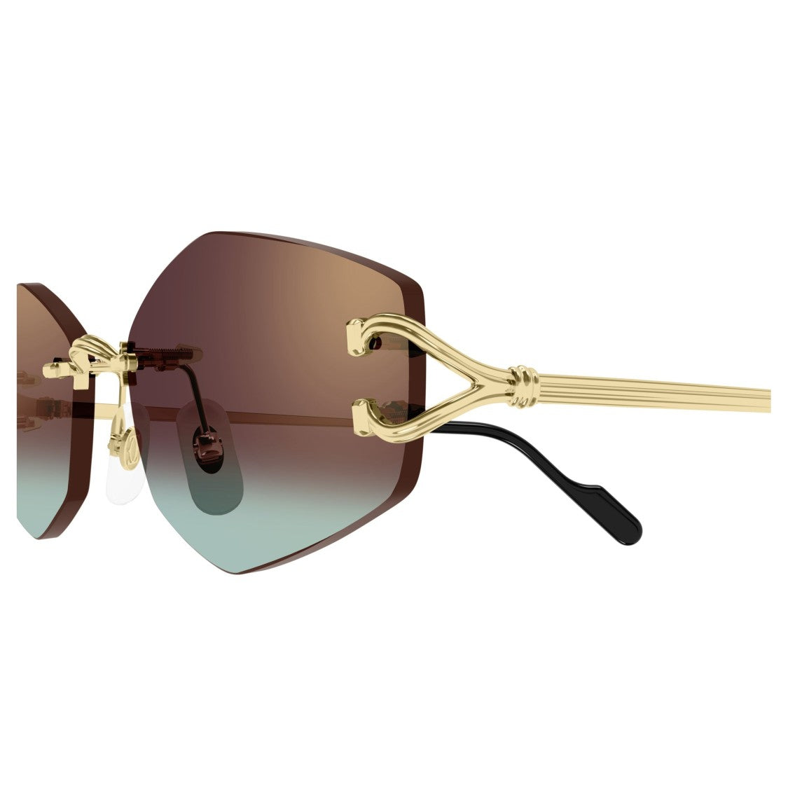 Cartier Rimless Sunglasses With Gradient Lenses And Y-Shaped Temples