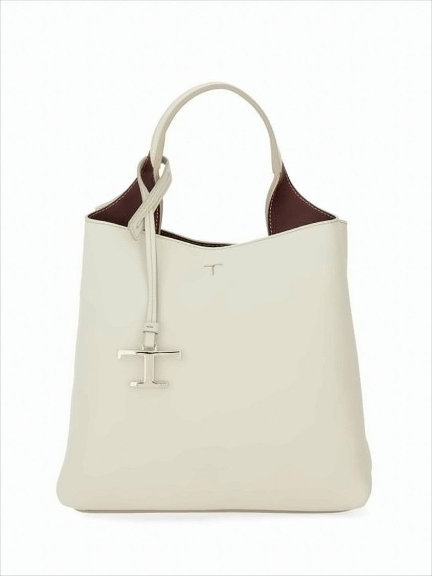 Tod's Structured White Calf Leather Tote Bag
