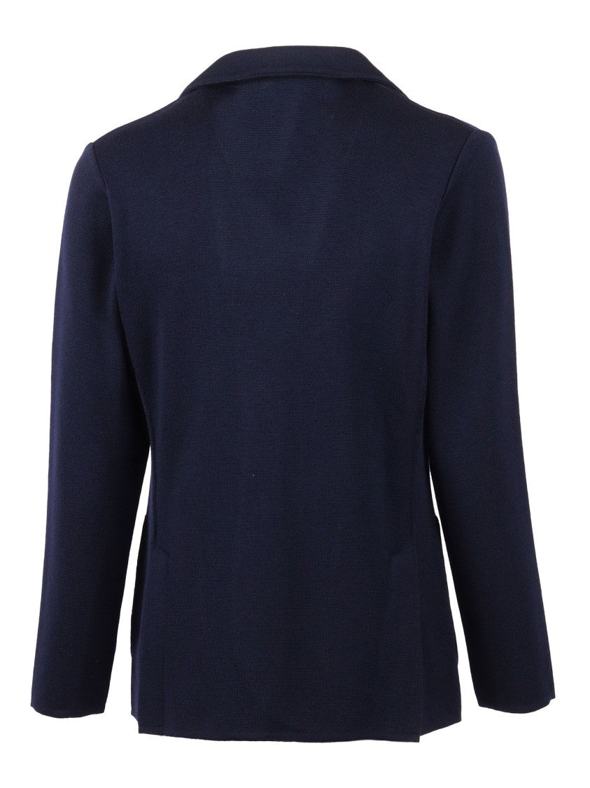 Lardini Tailored Knit Jacket In Deep Navy