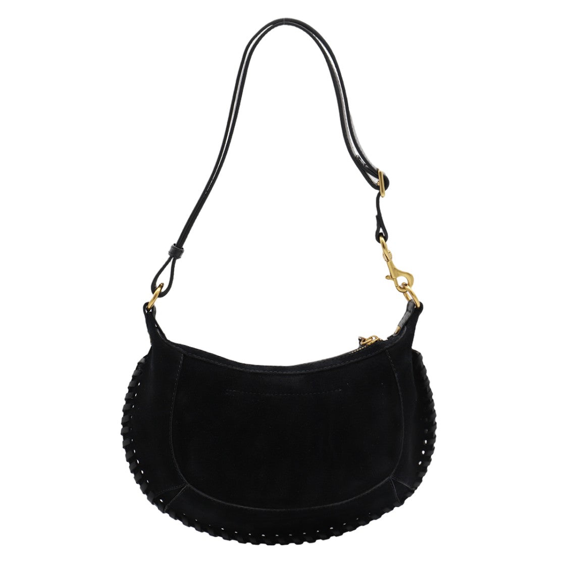 Isabel Marant Crescent-Shaped Black Suede Bag With Gold-Tone Hardware