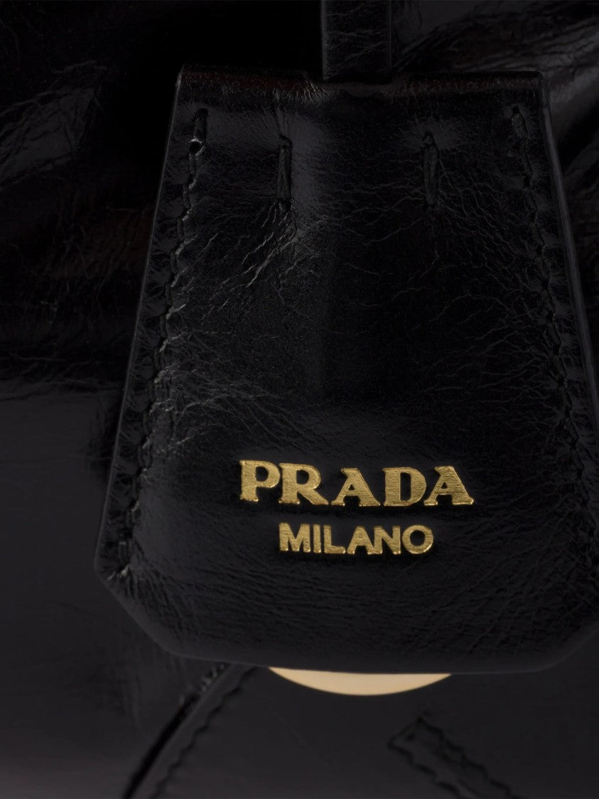 Prada Medium Handbag With Glossy Finish And Structured Shape