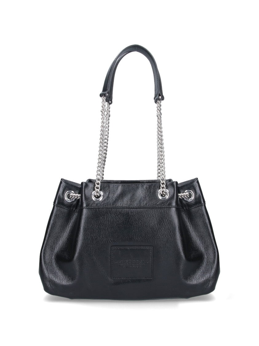 Marc Jacobs Textured Black Handbag With Dual Chain Handles