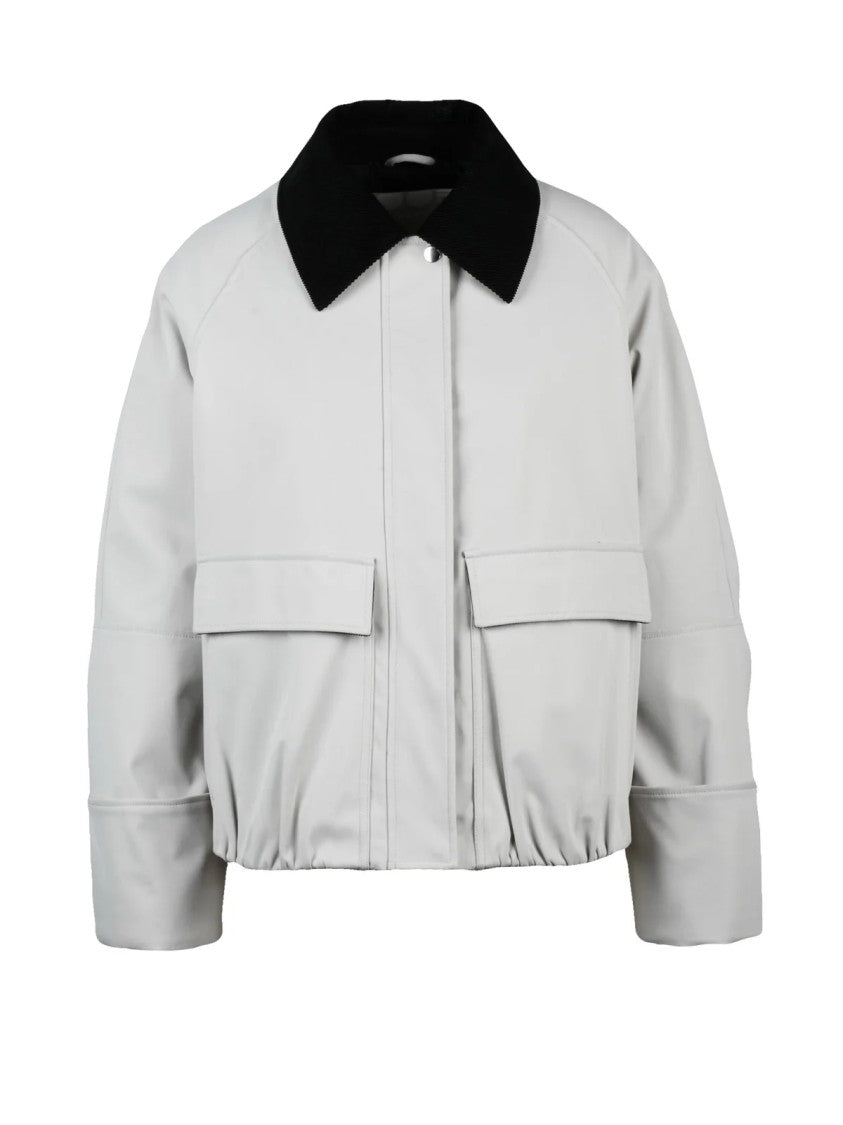 Oof Quilted Light Grey Jacket With Combined Closure And Adjustable Fit