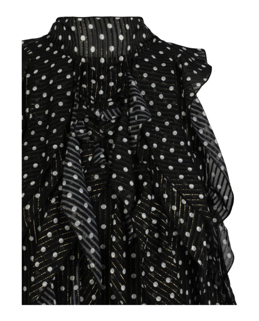 Burberry Polka Dot Dress With Metallic Fiber Stripes