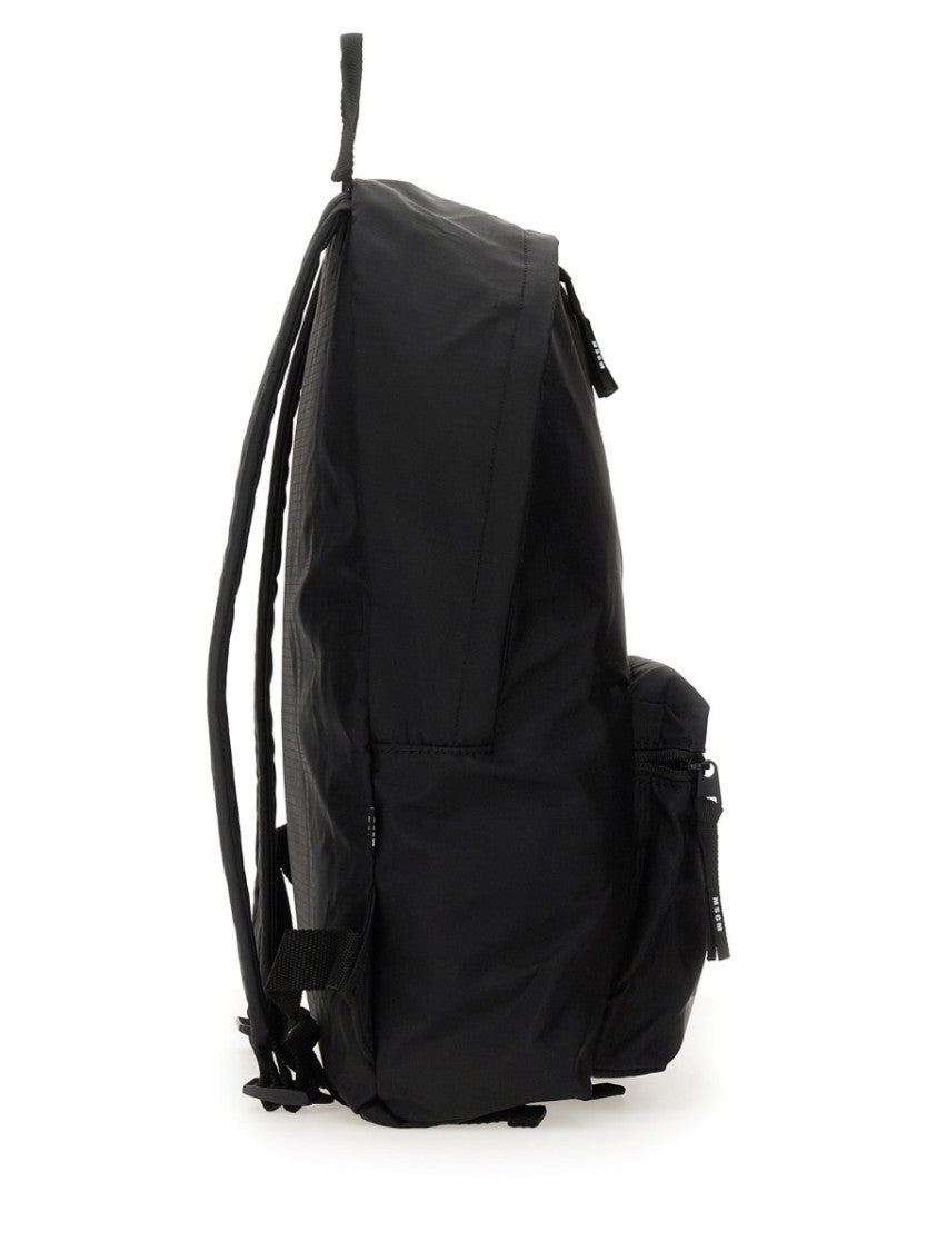 Msgm Black Backpack With Logo