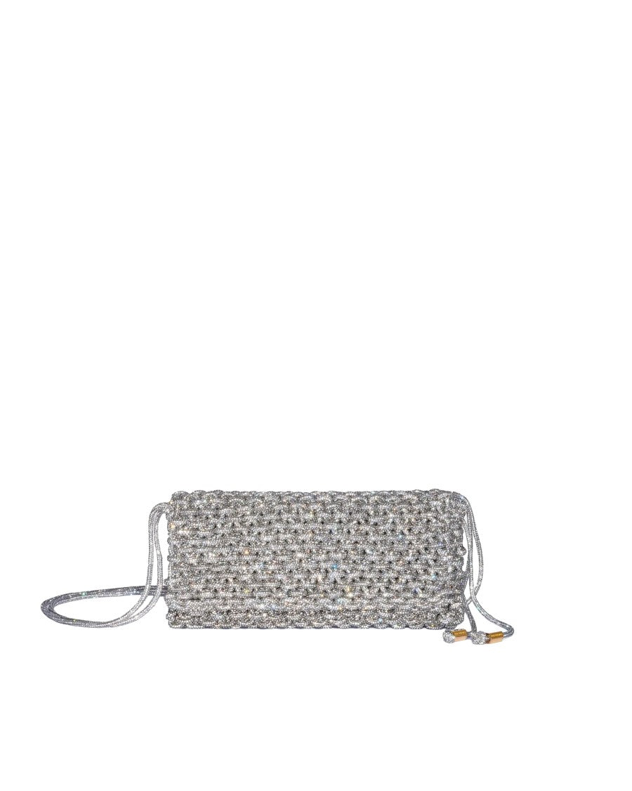 Hibourama Aurora Compact Woven Crystal Jewel Shoulder Bag
