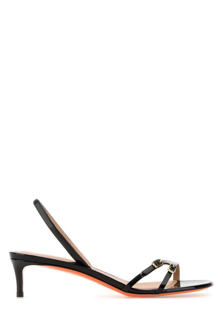 Santoni Black Leather Virna Sandals