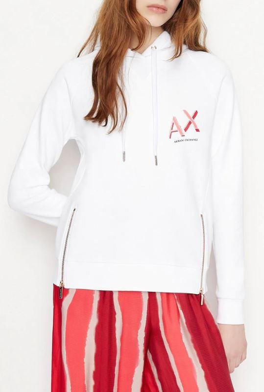 Armani Exchange Organic Cotton Sweatshirt With Patterned Hood
