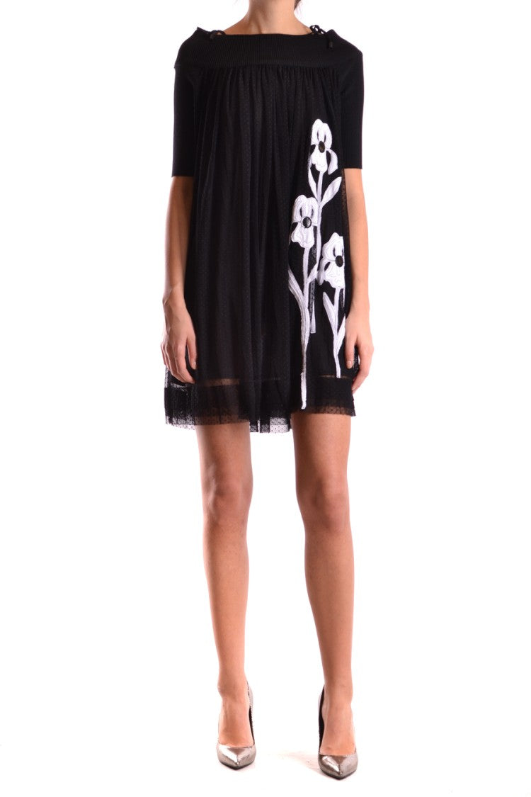 I'm Isola Marras Multicolor Floral Applique Dress With Sheer Overlay