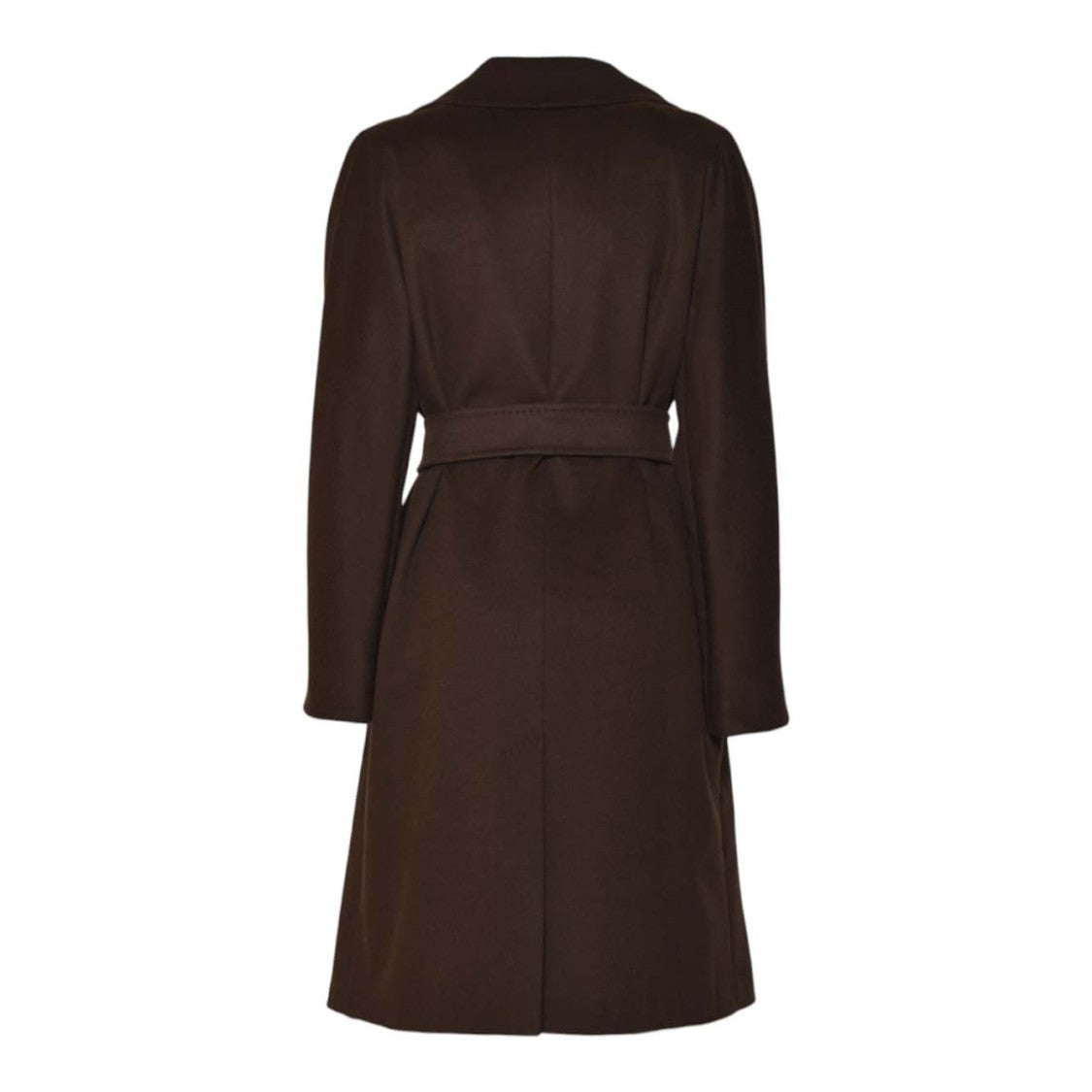 Max Mara Mid-Length Brown Virgin Wool Wrap Coat