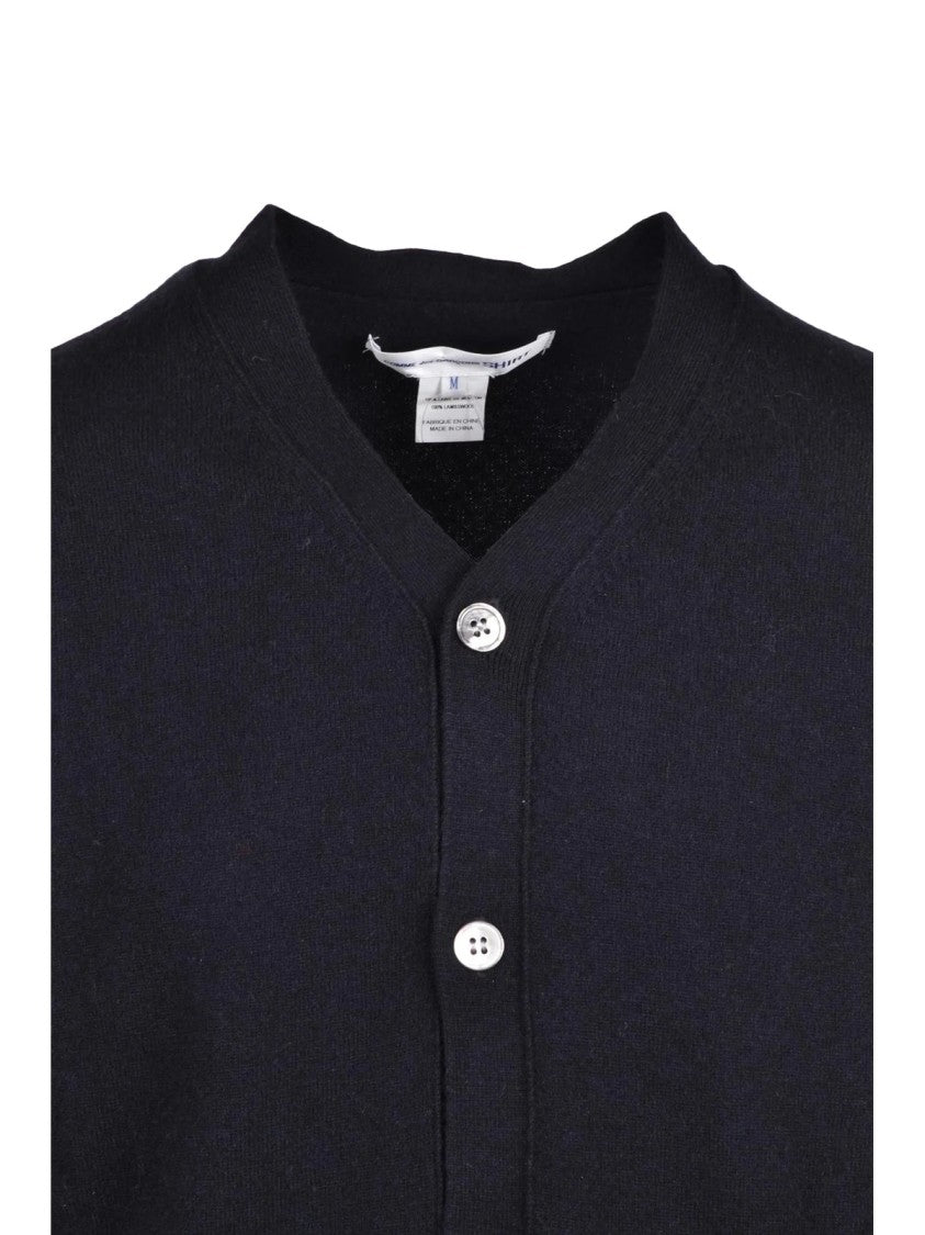 Comme Des Garçons Grey V-Neck Wool Cardigan