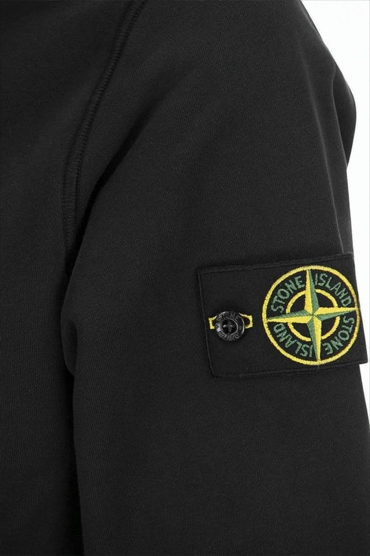 Stone Island Black Hooded Sweatshirt With Iconic Embroidered Patch