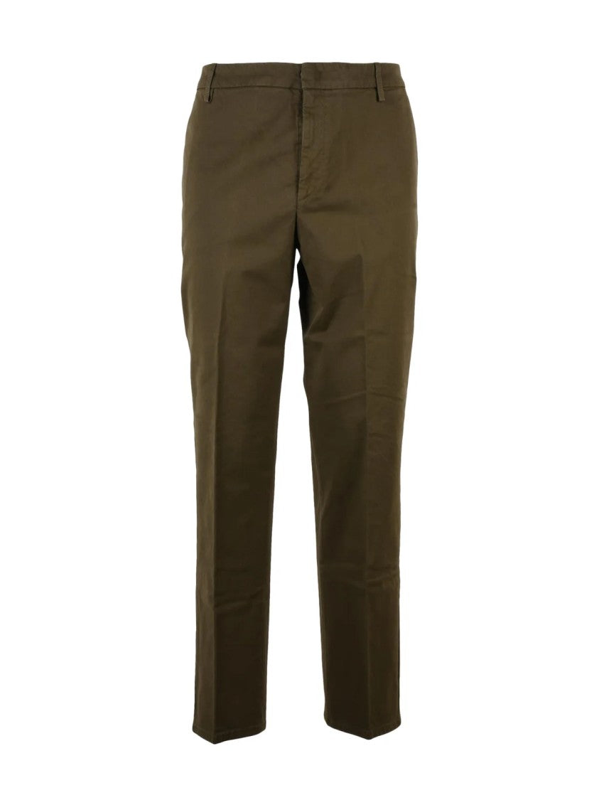 Dondup Military Green James Straight-Leg Stretch Cotton Trousers