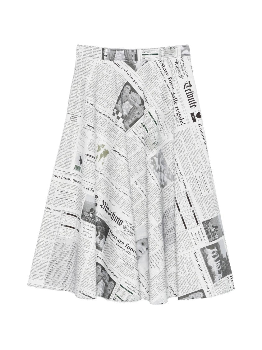 Moschino Midi Skirt With High Waist And Newspaper Print