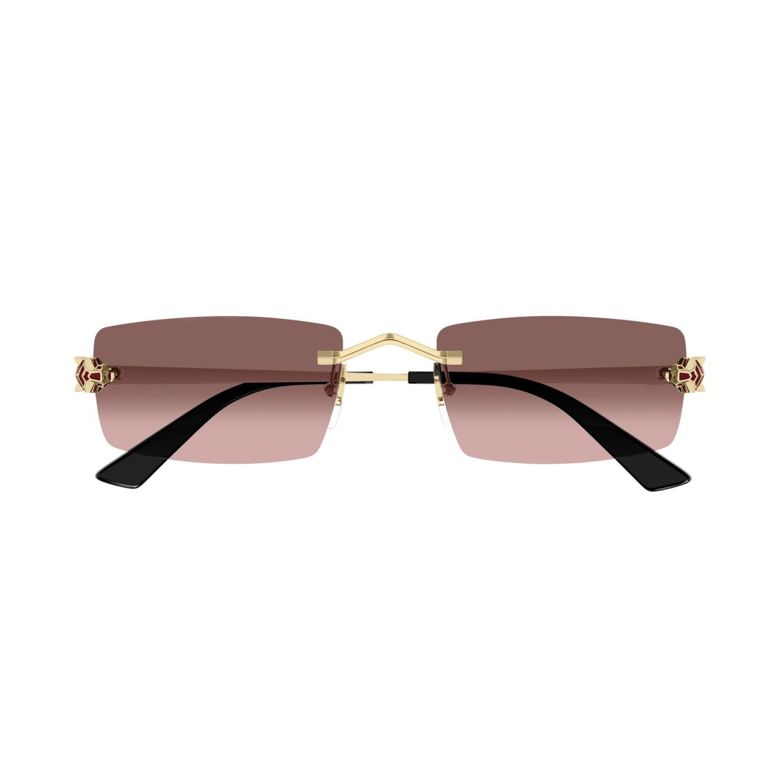 Cartier Rimless Rectangular Sunglasses With Geometric Temples
