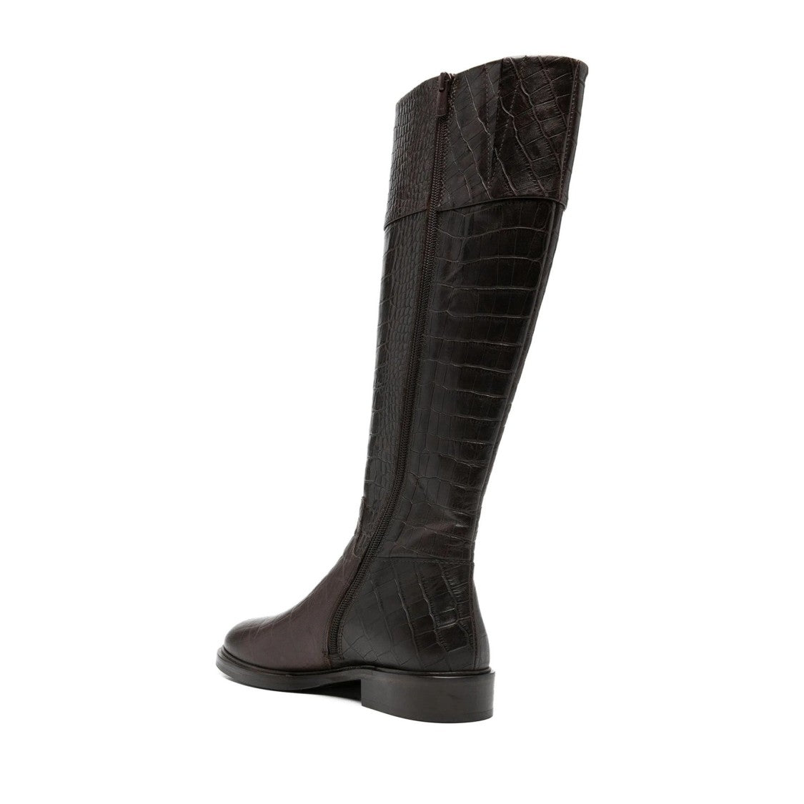 Adrianna Feretti Brown Textured Side Zipper Leather Boots