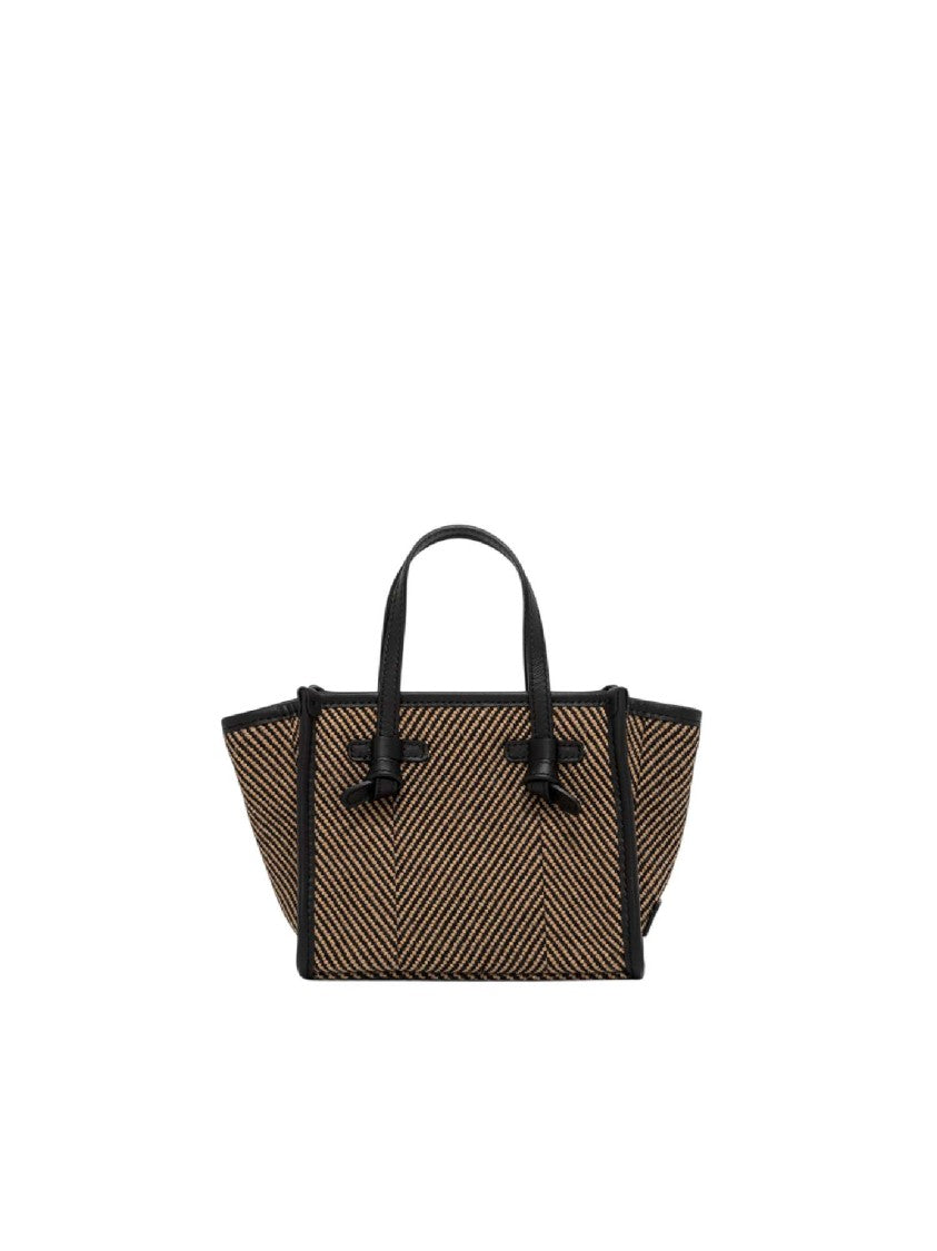 Gianni Chiarini Black Woven Fabric Leather Tote Bag