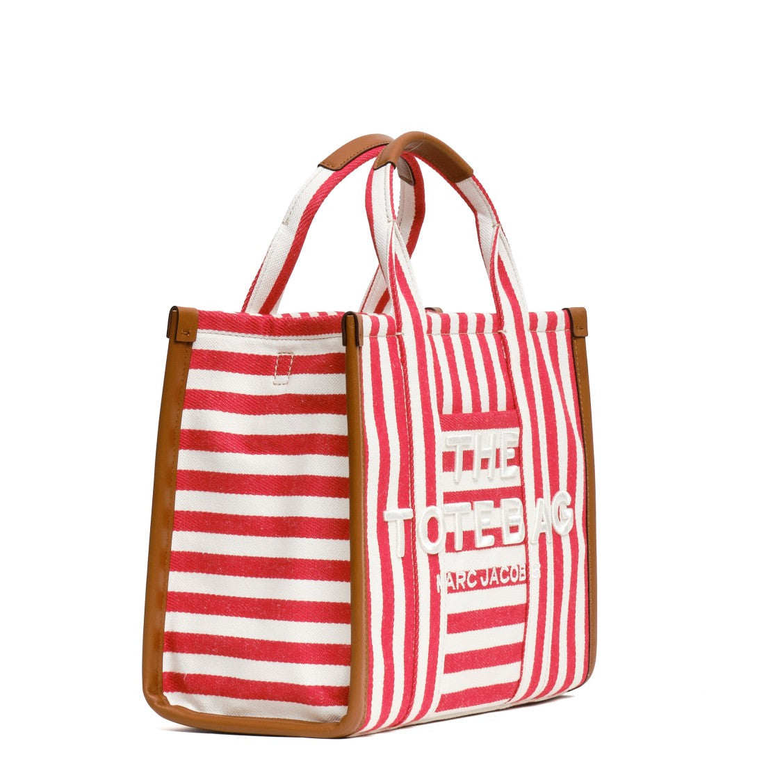 Marc Jacobs Medium Striped Canvas Tote With Leather Accents