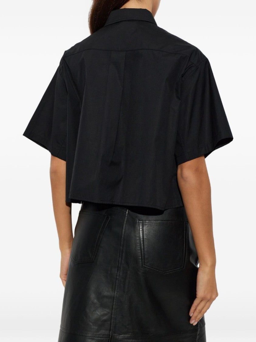 Kenzo Black Floral Embroidered Cropped Top