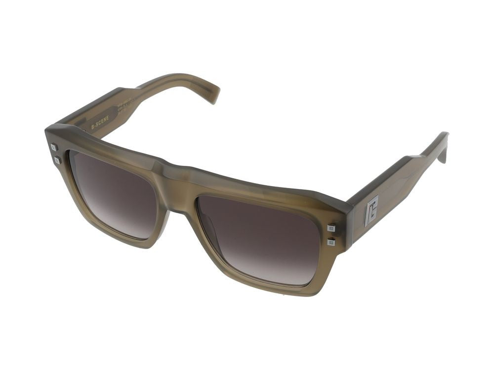 Balmain Green B-Scene Acetate Square Sunglasses