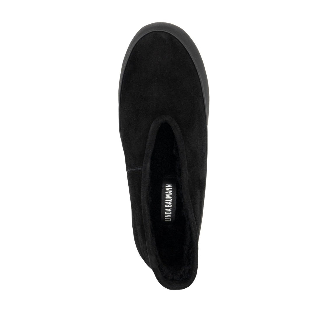 Linda Baumann Black Minimalist Fur-Lined Leather Loafers