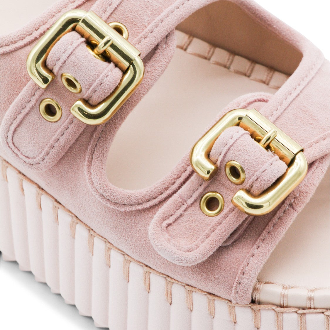 Chloé Textured Pink Suede Platform Sandals