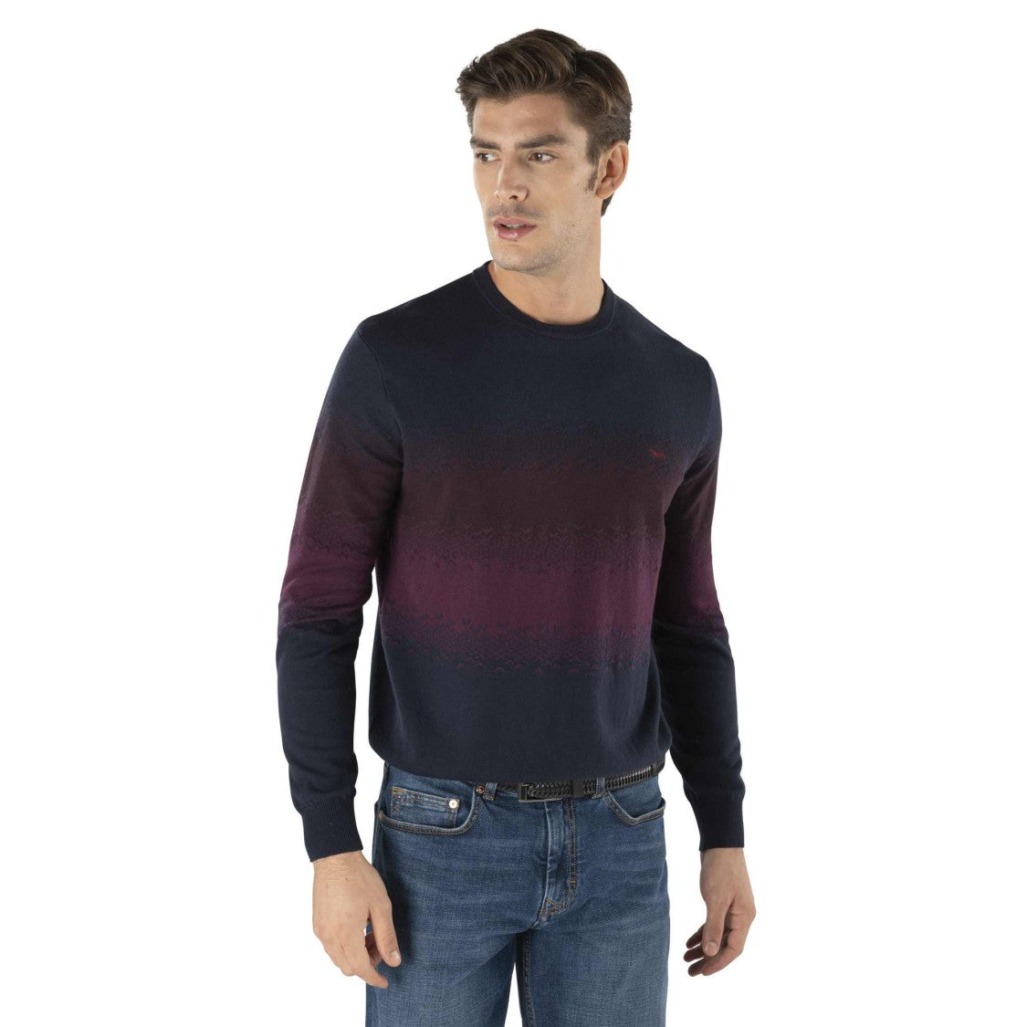 Harmont & Blaine Gradient Knit Sweater With Embroidered Logo