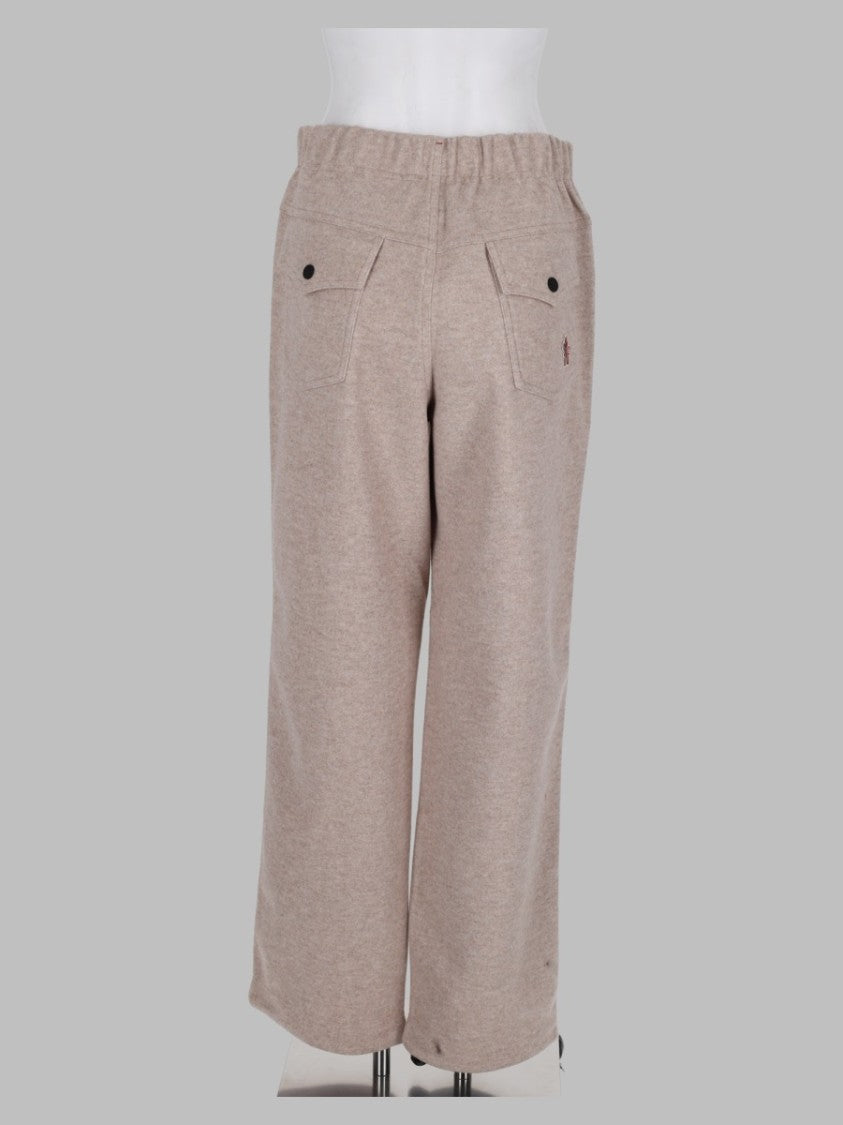 Moncler Grenoble White Drawstring Waist Flap Pocket Wide-Leg Pants