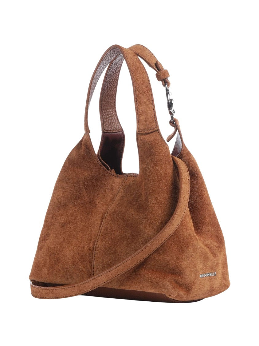 Coccinelle Soft Suede Convertible Shoulder Bag With Adjustable Strap