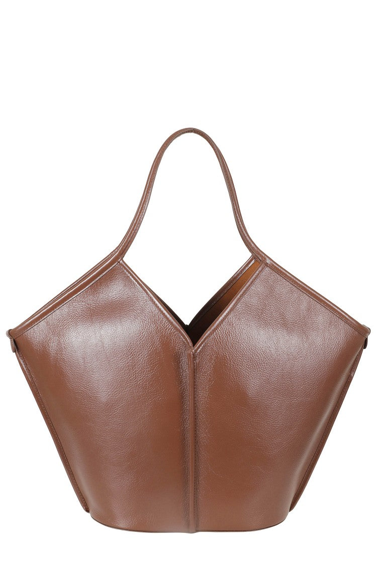 Hereu Brown Calella Distressed Drawstring Leather Tote Bag