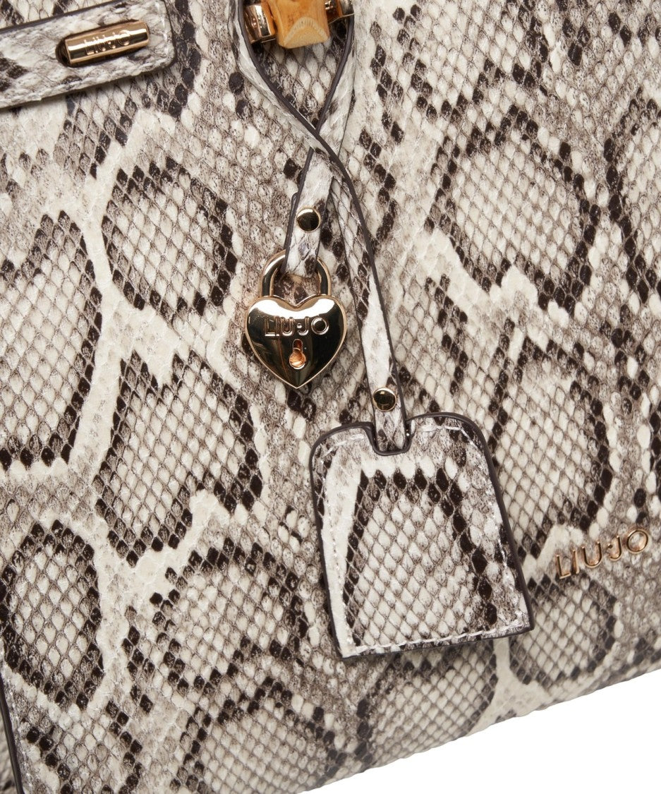 Liu Jo Grey Handbag With Textured Snake Pattern