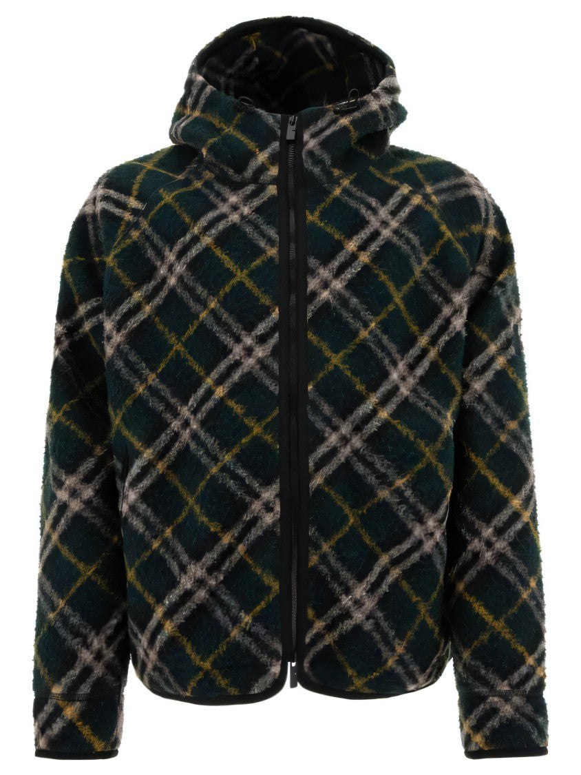 Burberry Plush Hooded Sweatshirt With Classic Plaid Pattern