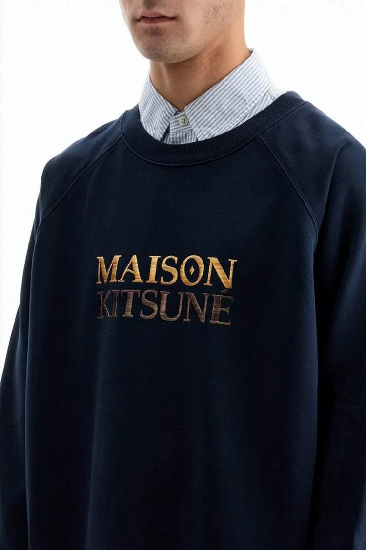 Maison Kitsuné Long-Sleeve Sweatshirt With Metallic Gold Logo