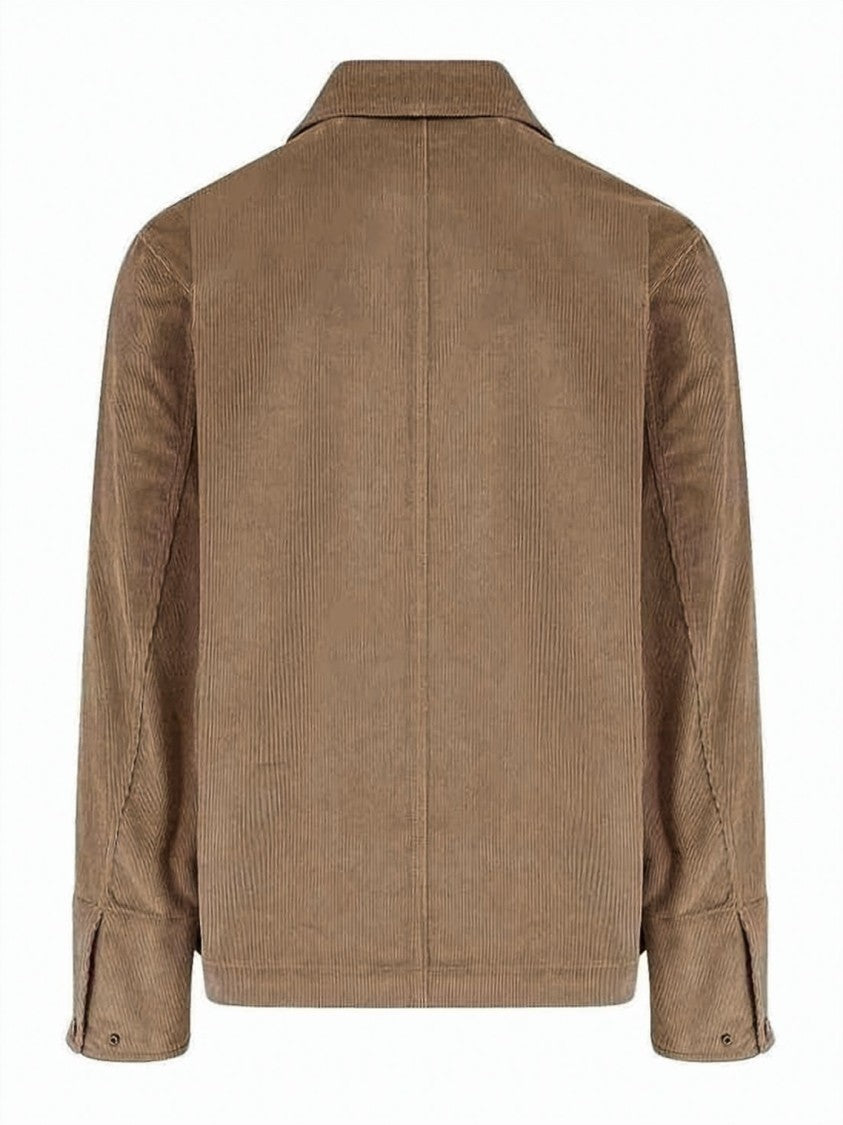 Burberry Corduroy Jacket With Structured Collar And Flap Pockets