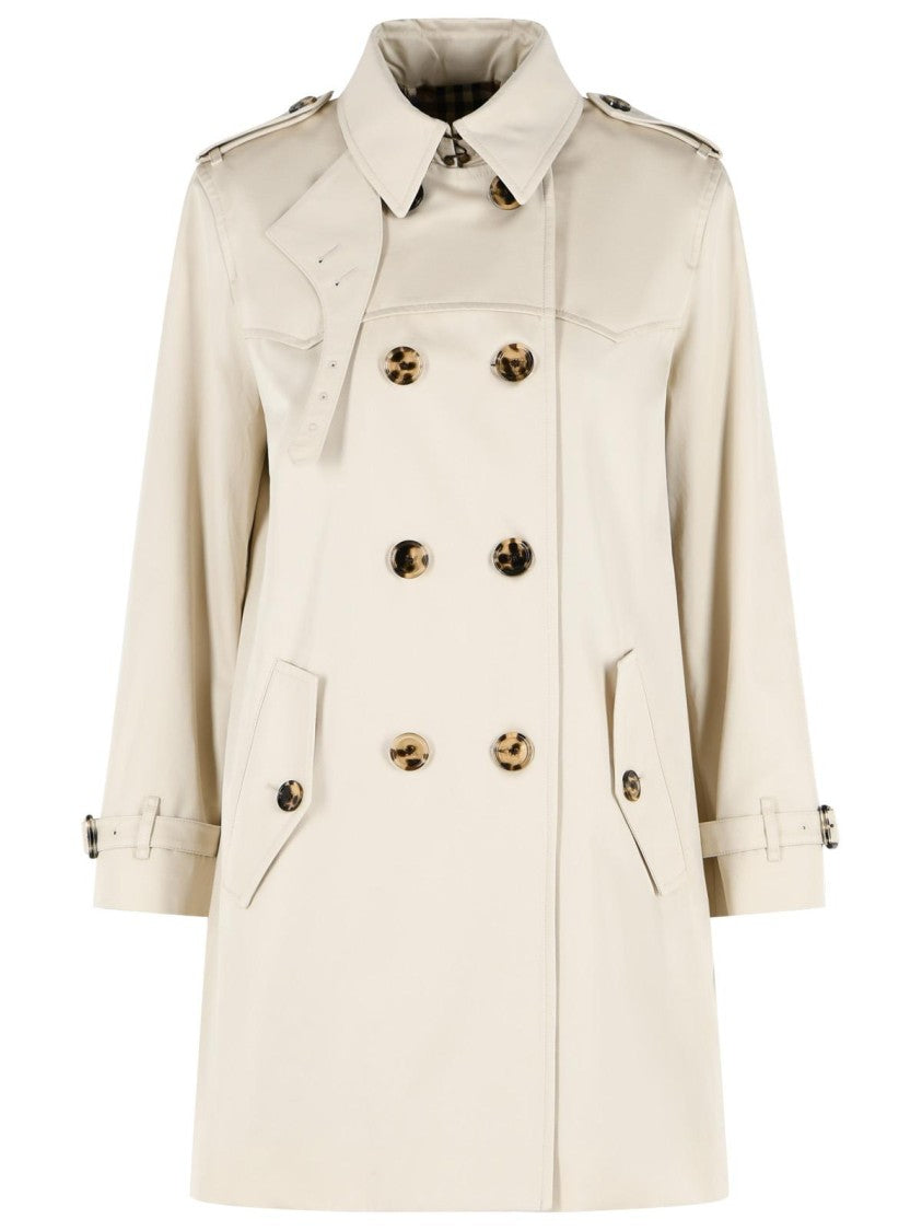 Burberry 'Summerside' Short Trench Coat In Beige Cotton Gabardine