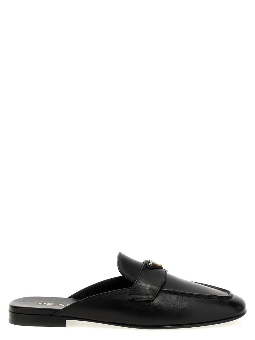 Prada Leather Sabots With Pointed Toe Design