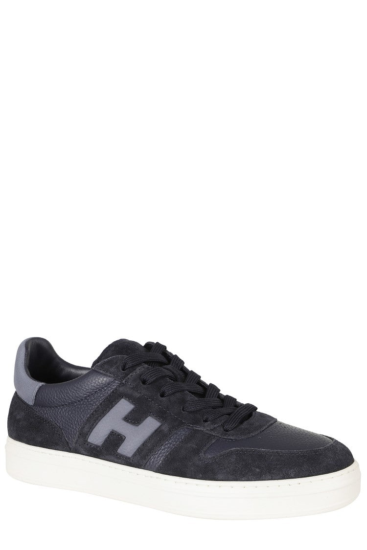 Hogan Blue H Tv Smooth Leather Suede Rubber Sole Sneakers