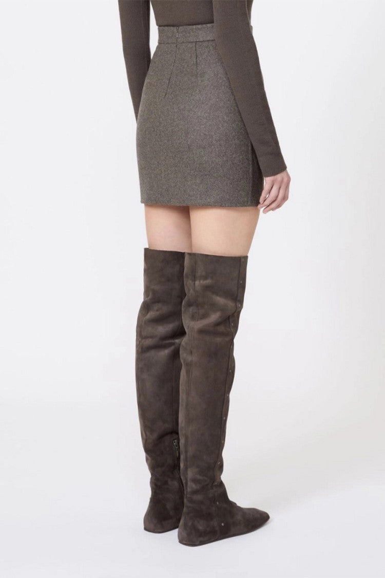 Max Mara Taupe Mxsacinoso Virgin Wool Mini Skirt