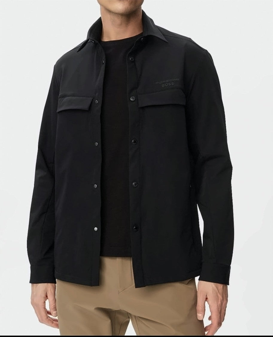 Boss Black Embossed Logo Button Long Jacket