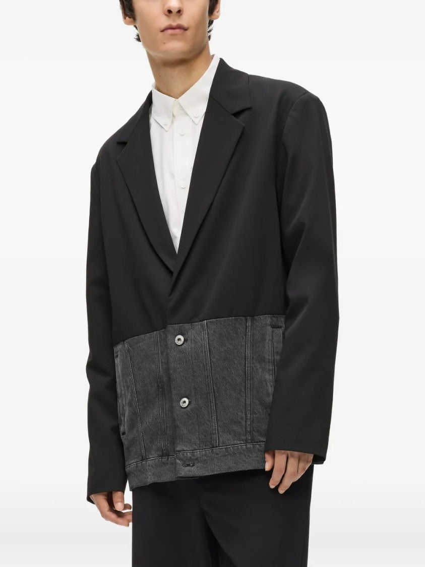 Karl Lagerfeld Two-Tone Denim-Inspired Blazer With Classic Lapel
