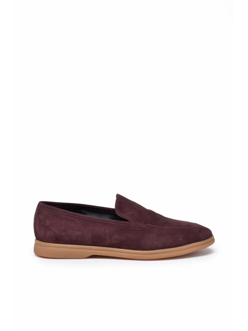 Eleventy Red Vibrant Burgundy Rubber Sole Suede Loafers