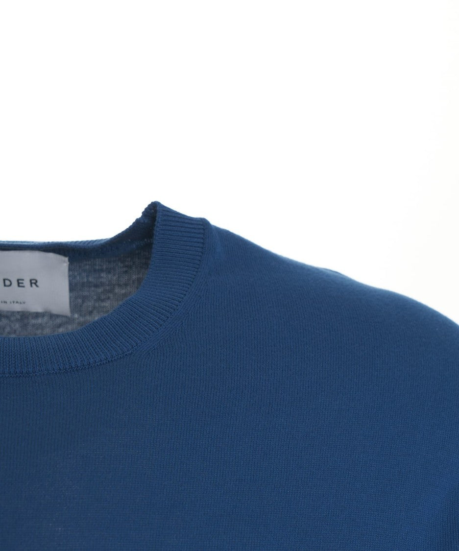 Gender Blue Knit T-Shirt With Crew Neck