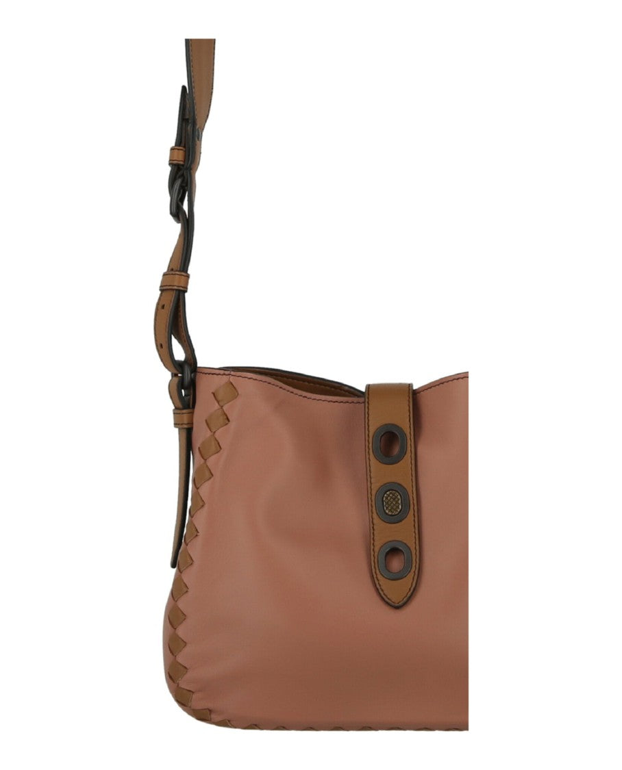 Bottega Veneta Two-Tone Lambskin Woven Shoulder Bag